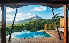 Luxury Frontiers designed 29 air-conditioned tented accommodations sized at 1,496 square feet. Inspired by traditional African safari-style tents and fused with Costa Rican sense of place, each tent has openings that allow for unobstructed views of natural vegetation and the Arenal Volcano as part of the experience.