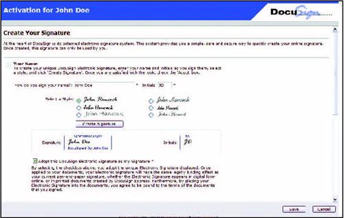 E SIGNOFF: DocuSign lets users easily send a digital signature over a Web interface.