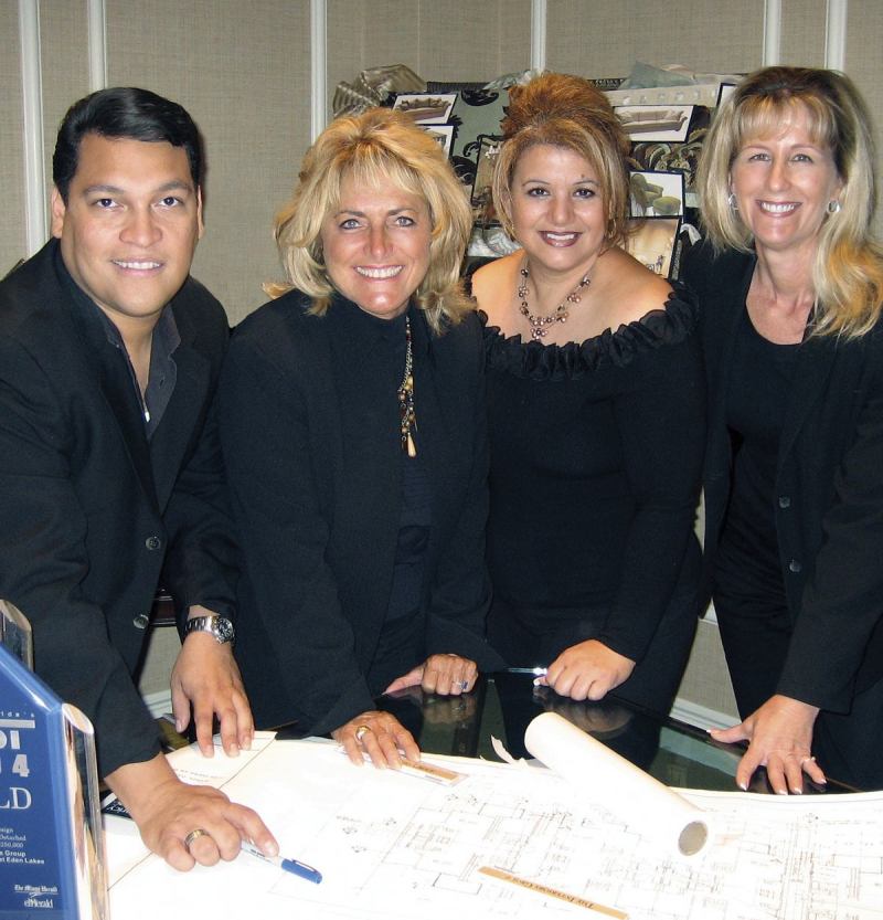 INTERIOR DESIGNERS: The Interiors Group team, from left to right: Alex Matamoros, interior designer; Michelle Reich, president; Carmen Howe, interior designer; Julie Morgan, vice president. Not pictured: Jennifer Lebenson, interior designer.