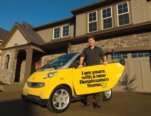 ART OBJECT: Renaissance Homes' President Randy Sebastian leveraged the Mercedes Smart Car, labeled  by a local dealer as “the most endearing, fun-to-drive, environmentally  friendly, and safe micro-car on the planet,” to significantly  boost traffic and sales at several Portland, Ore., communities.