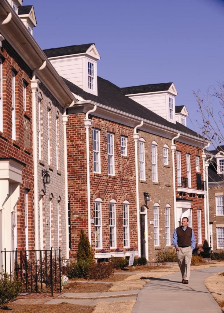 Traditional Touches: Meeting Street founder Joe Roy drew on childhood memories of historic neighborhoods to give his entry-level townhouses an upscale look.
