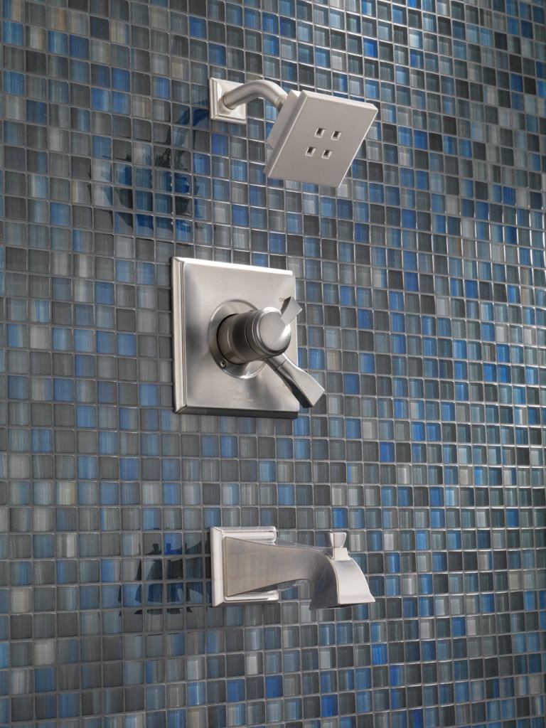Delta. The company’s water-saving H2Okinetic technology acts on water droplet size and velocity as well as thermal dynamics, resulting in a warmer, more drenching shower experience than other low-flow showerheads. It can deliver the feeling of a 2.5-gpm shower at a 1.5-gpm flow rate, decreasing water usage by 40%, the company says. www.deltafaucet.com