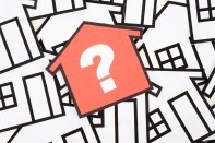 a red home sign,  Real Estate Concept