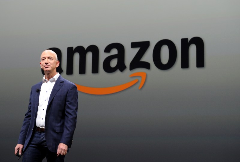 Jeff Bezos, CEO of AMAZON, introduces new Kindle Fire HD Family and Kindle Paper white during the AMAZON press conference on September 06, 2012 in Santa Monica, California.   Photo: JOE KLAMAR/AFP/GettyImages