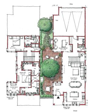 The first floor plan (right) and second floor plan (left)