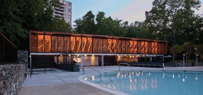Off-the-shelf lumber, roof trusses, and stainless steel fasteners let the building have a porch-like, airy feel. It also helped contain costs--the project actually came in under budget. 