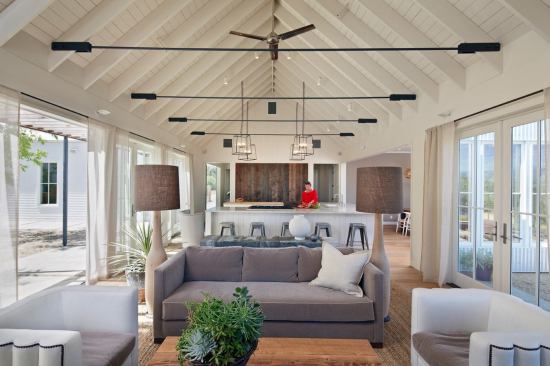 Roof rafters align with window and door openings.