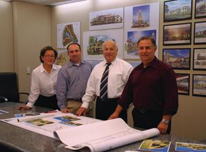 THE ARCHITECT: Danielian Associates Architects & Planners in 
Irvine, Calif., has helped lead the revival of modern housing design and
 fostered a true team approach to the project’s development. “The goal 
was to create a home that was more about function rather than form,” 
says founder and president Art Danielian, pictured third from left, 
along with senior associate JoAnn Lee-Kim (far left), son and principal 
John Danielian (center left), and senior associate and lead designer Joe
 Digrado (far right).