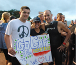 Last year's Hearthstone winner, Toll Brothers executive Christopher Gaffney (right), runs many races with family and friends to raise funds for Covenant House.