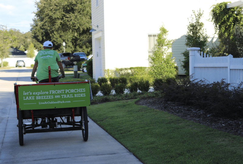 At a fall open house for Realtors, visitors to Oakland Park received pedicab rides through the community.