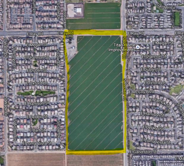 The 75.3-acre site is southeast of Phoenix in Gilbert, Ariz.