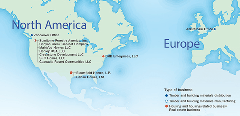 Sumitomo Forestry footprint in North America