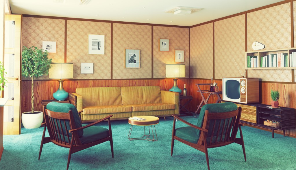 Outdated trends like avocado-colored furnishings and appliances and shag carpeting show up in many U.S. homes.