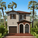 A rendering of the Hampton B model and floor plan, available at Arbor Parc by 13th Floor Homes.