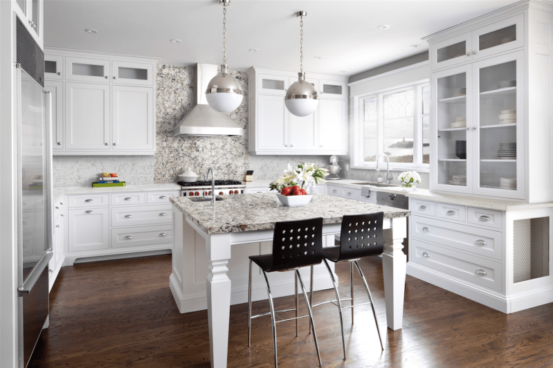 Quartz countertops like this Bellingham print from Cambria are becoming more popular than granite.
