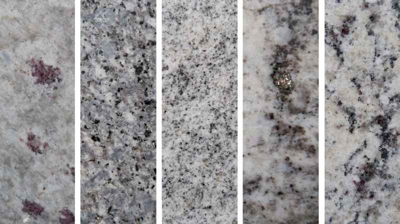 Sensa by Cosentino in white Napoli, silver blue, luna blanca, smoky white, and white Alamo.