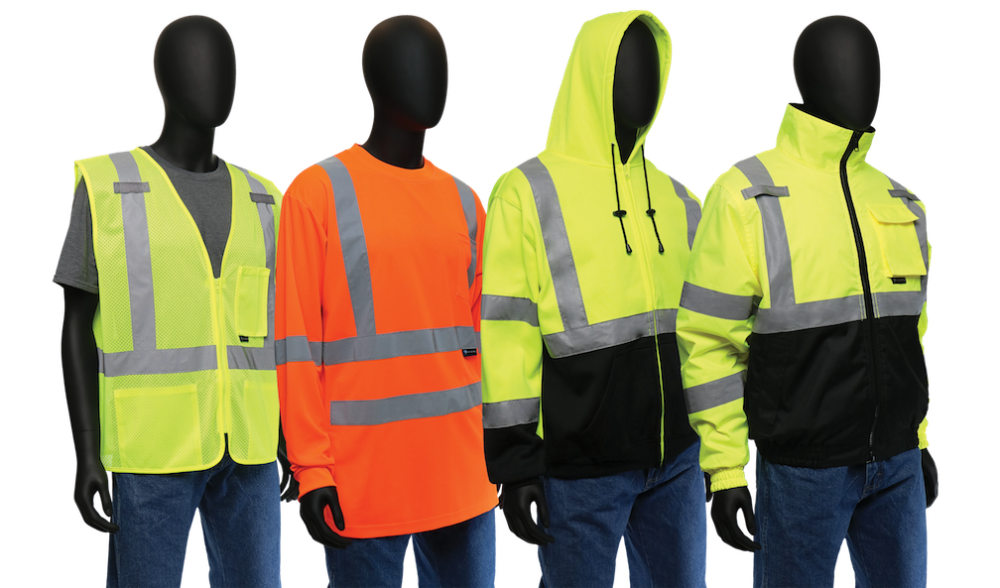 Four protective gear options from the West Chester Protective Gear Hi-Viz line.