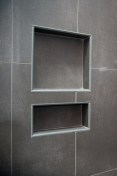 The Ledge Double Shower Niche by Ledge Products.