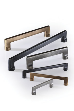 The Apollo hardware collection by Ashley Norton, shown here with appliance and coordinating cabinet pulls.
