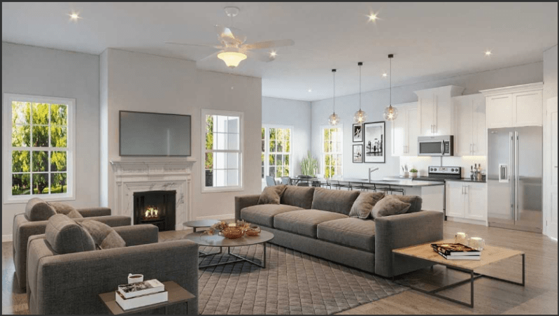 A living room/kitchen at NatureWalk.