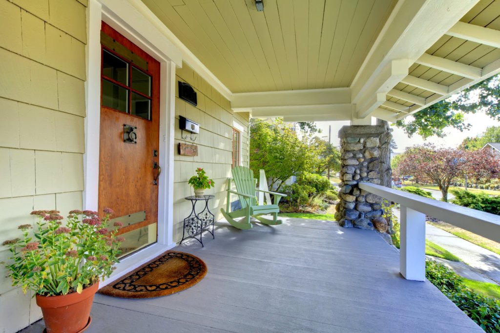 Front entrance of the old craftsman style home.