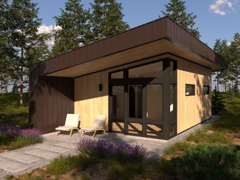 Modern ADU house plan 895-148. See details at Houseplans.com.