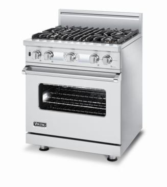The&nbsp;manufacturer’s ranges are among the priciest in the industry. This 30-inch Custom Series dual-fuel unit features&nbsp;electronic controls,&nbsp;four 15,000-BTU sealed burners, and a true convection oven. It’s priced at around $5,800.&nbsp;Viking Range Corp. 
www.vikingrange.com.