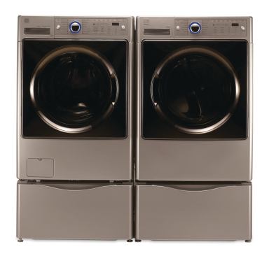 Care Full The 4.2-cubic-foot-capacity SteamCare washer features Smart Motion technology, which creates a customized combination of five wash motions to custom clean each garment type. The Energy Star&ntilde;qualified unit includes a Cold Clean cycle that cleans as effectively as warm-water cycles and a SteamCare Generator to deep clean and refresh. The SteamCare dryer offers a 7.4-cubic-foot capacity and includes Sensor Dry technology that detects moisture. Kenmore. 888.536.6673. 
www.kenmore.com.