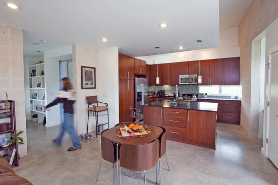 The kithcen/dining room.