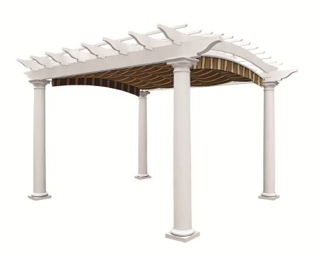 Walpole Outdoors Freestanding pergolas and arbors from Walpole’s Freeport Collection are available in wood or solid cellular vinyl. A low-maintenance option for outdoor living, the firm says its solid cellular vinyl material will not rot or warp, yet provides the look and feel of natural wood. Offered in various sizes and with straight or arched tops, the pergolas feature an optional rope drive or motorized canopy.
