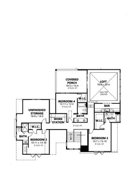 Contemporary house plan upper level. See details at Houseplans.com.