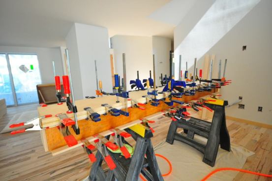 It took a TON of clamps to put all these dividers together.
