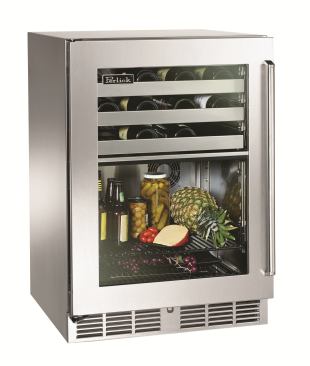 Perlick Refrigerator The 24-inch Signature Series Outdoor Dual-Zone undercounter refrigerator is the first of its size to feature two independently controlled temperature zones, according to the company. The unit features commercial-grade stainless steel doors, UV-coated glass doors with anti-condensation technology, a commercial-grade compressor, and full-extension pull-out shelves.&nbsp;