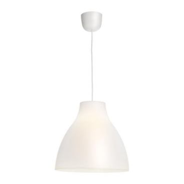 If you can find a cooler and simpler light for less than the Melodi pendant, buy it. If not, investigate this one. The light measures 11 inches in diameter and 10 inches long. It’s made from PVC, polypropylene, and polycarbonate plastic, and costs a mind-blowing $9.99. www.ikea.com.