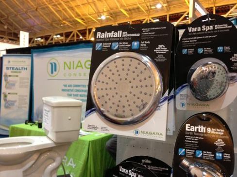 Super Soaker  Niagara's new Rainfall showerhead keeps up the company's promise of water efficiency without sacrificing comfort and coverage in the shower. The 8-inch face plate provides a wide spray pattern at 2 gallons per minute. 
Niagara Conservation | 817.391.0800 | niagaraconservation.com