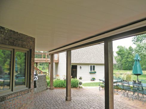 Zip-UP UnderDeck Made from interlocking PVC components, Zip-UP UnderDeck installs between the joists to create a watertight barrier that routes water away from the space beneath a raised deck. The system meets every Florida standard for static and cyclic load tests of hurricane strength wind, says the firm. Available in three finishes, the product provides a grid-free, non-corrugated ceiling surface that is resistant to mold and mildew.&nbsp;