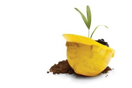 MSA says this is the world's first green protective hardhat manufactured from sugarcane. In addition to protecting your noggin, all V-Gard helmets carry a No. 2 plastic recycling symbol, which means they are readily recyclable. The helmets are produced from green high-density polyethylene, a biopolymer made from sugarcane-based ethanol. Polyethylene is a renewable resource because sugarcane growth exceeds the rate of harvest. By contrast, traditional hard hats are made from polymers derived from fossil fuels.