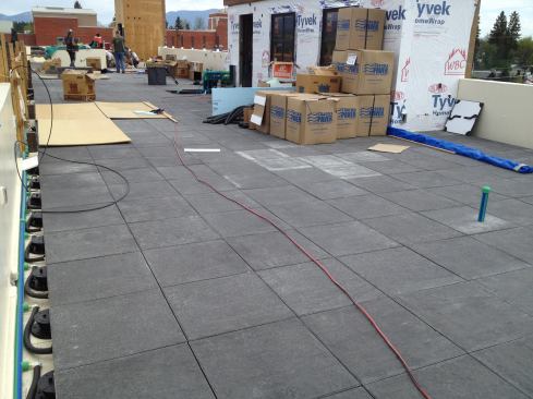 Installed pavers.
