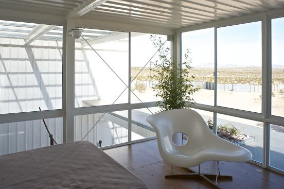 A view from&nbsp;the bedroom offers unobstructed views to the California desert.