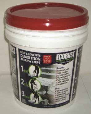 No need for jackhammers, noise, and fumes to demolish concrete. Ecobust is a non-toxic powdered mineral mixture that mixes with water and expands to exert thousands of pounds per square inch to demolish rock or concrete. The product is available in four different product types based on job size and the core temperature of the material being demolished. EcoBust.&nbsp;
www.ecobust.ca.