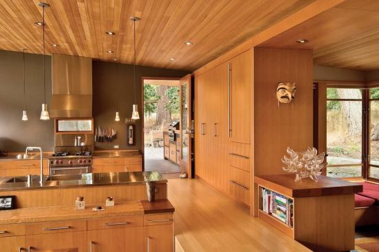 residential architect July 2006  K = B Studio: Culinary Connection   architect/landscape architect: Prentiss Architects, Seattle; general contractor: Ravenhill Construction, Friday Harbor, Wash.; &nbsp;resources: bathroom fittings and fixtures: Lacava; dishwasher: Miele; kitchen fittings and fixtures: Dornbracht; oven: Wolf; patio doors: Quantum Windows & Doors; refrigerator: Sub-Zero photography: Jeff Mason.&nbsp;   Architect Geoffrey Prentiss often incorporates layers into his architecture. It's a device he picked up while living and studying in Japan, and one that still resonates in his work. Using various natural wood species within the main house, for example, creates an intimate, casual mood.
