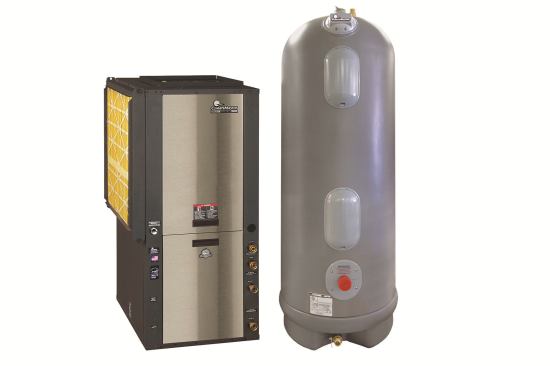 ClimateMaster&nbsp;ClimateMaster says its Trilogy 45 is 50 percent more efficient than its previous geothermal systems, and is the only one with Q-mode, which offers whole-house hot water generation in addition to heating and cooling. The variable speed geothermal heat pump has the ability to perfectly match loads to as low as 30 percent of its maximum. The system is Wi-Fi–enabled for convenient monitoring and thermostat control. Learn more about the technology behind the Trilogy 45 
here.