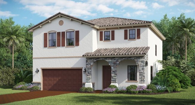 Lennar's Spanish-influenced Bonterra community near Miami features walking trails, bike paths, natural preserves. and lakes.
