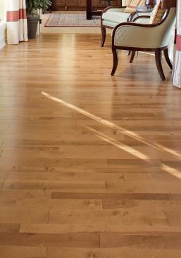 FLOOR SHOW: Robbins Fine Hardwood flooring from Armstrong World Industries makes a simple yet elegant statement. Made from Canadian birch, the flooring comes in 3/4-inch-thick planks measuring 3 1/4 inches wide. It is prefinished with the manufacturers's ForEver II satin finish, which includes aluminum oxide for a resistant surface. It carries a full 25-year residential finish warranty and a lifetime structural warranty. www.armstrong.com