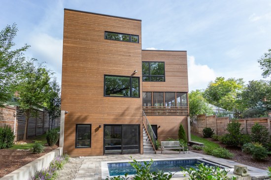 Rear elevation and pool area.