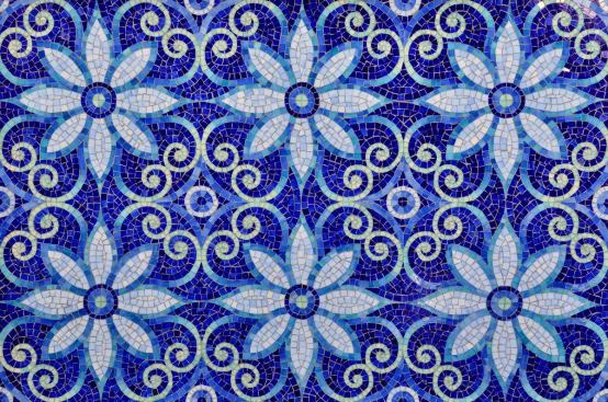 The Delft Collection's Natasha shown in a hand-cut jewel glass mosaic.