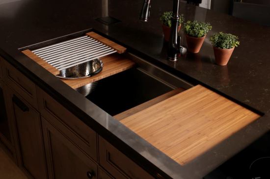Maximize the utility of even traditionally sized sink spaces with the Ideal Workstation's two-tiered design.