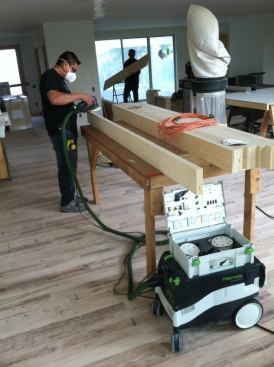 Our Festool sander helped clean up the glue and give clean edges