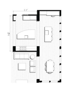 The+main+working+island+is+wider+at+the+end+opposite+the+kitchen+entry+and+curved+on+one+side.It+performs+the+deft+feat+of+guests+right+into+this+inviting+kitchen+while+steering+them+clear+of+the+cook%27s+workspace.