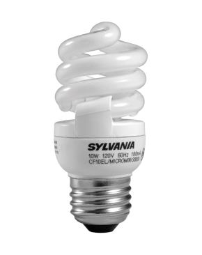 The 60-watt equivalent (800 lumens) Micro Mini CFL uses 13 watts of electricity and produces light with a color temperature of 2700K, just like a conventional incandescent. The company says the lamp’s phosphor formulation generates warm color tones and a color rendering index of 82. The instant-on lamp contains 1.5 mg of mercury, which Osram Sylvania says is the lowest in the industry, and should last 12,000 hours, or 11 years. These CFLs come in spiral, BR lamps, and 3-way models in wattages from 5 to 33. Osram Sylvania. 800-544-4828. 
www.sylvania.com.